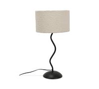 ValueLights | Black Metal Wavy Single Stem Table Lamp Waved Base with Cream Boucle Shade | Home Décor, Bedside & Desk Lamp | Includes Bulb [3000K Warm White]