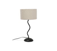Valuelights Black Metal Wavy Single Stem Table Lamp With A Cream Boucle Drum Shade - Bulb Included