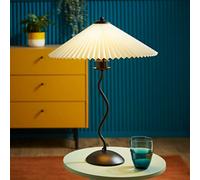 Valuelights Black Metal Wavy Single Stem Table Lamp With White Origami Pleated Shade