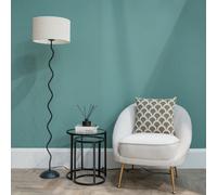 Valuelights Black Metal Wavy Stem Floor Lamp With A Cream Boucle Shade - Bulb Included