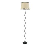 Wiggle Black Metal Stem Floor Lamp with Linen Scallop Trim Tapered Lamp Shade ValueLights Black One Size