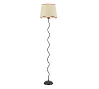 Wiggle Black Metal Floor Lamp with Linen Scallop Trim Tapered Lamp Shade & Bulb ValueLights Burnt Orange One Size
