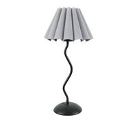 ValueLights Wiggle Grey Scallop Shade Black Metal Stem LED Table Lamp - Wilko