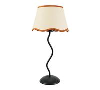 ValueLights Wiggle Black Metal Table Lamp with Linen Scallop Trim Tapered Lamp Shade & Bulb in Burnt Orange ValueLights Burnt Orange