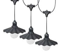 Black Pleated Scallop LED 6 x Battery Operated Outdoor Garden String Lights ValueLights Black One Size
