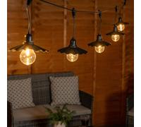 Black Pleated Scallop LED 6 x Battery Operated Outdoor Garden String Lights ValueLights Black One Size