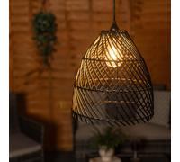 Black Rattan Battery Operated Outdoor Hanging Pendant Garden Pergola Light ValueLights Black One Size