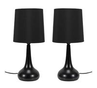 ValueLights | Black Teardrop Touch Dimmer Table Lamps with Black Shade | Home Décor, Bedside & Desk Lamp | Includes Bulb