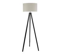 ValueLights Barbro Linen White Trim Drum Shade White Floor Lamp & Bulb