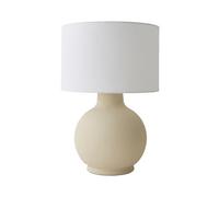 ValueLights | Blair Natural Linen Drum Shade Hand Finished Ceramic Beige Stoneware Table Lamp | Table Lamps, Home Décor & Improvement Essential