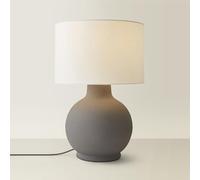 ValueLights | Blair Natural Linen Drum Shade Hand Finished Ceramic Grey Stoneware Table Lamp | Table Lamps, Home Décor & Improvement Essential