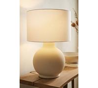 ValueLights | Blair Natural Linen Drum Shade Hand Finished Ceramic Beige Stoneware Table Lamp | Table Lamps, Home Décor & Improvement Essential