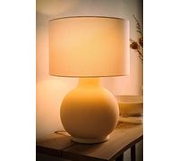 Valuelights Blair Natural Linen Shade Hand Finished Ceramic Stonewear Table Lamp With Bulb In Beige Beige One Size