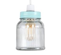 MiniSun | Retro Style Blue and Clear Glass Jar Ceiling Light Shade | Pendant Lights, Home Décor & Improvement Essential | 12cm Shade Width