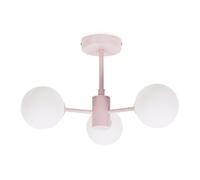 ValueLights | Blush Pink 3 Way Ceiling Light Fitting with White Frosted Glass Globe Lampshades | Close-to-Ceiling Lights, Home Décor & Improvement Essential