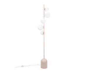 ValueLights | Blush Pink Metal 5 Way Standing Floor Lamp with Glass Globe Lampshade | Home Décor, Bedside & Desk Lamp