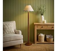 Valuelights Bobbin Colour Trim Linen Shade Walnut Bobble Floor Lamp In Baby Blue Baby Blue