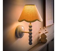 Valuelights Bobbin Blue Wall Light With Green Trim Scallop Shade And Bulb