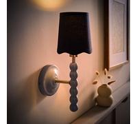 ValueLights Bobbins Pastel Bobble Wall Light & Navy Linen Shade & Bulb in Dark Navy ValueLights Dark Navy