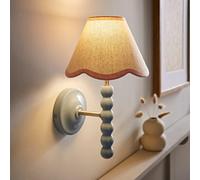 ValueLights | Bobbin Blue Wall Light with Pink Trim Scallop Shade and Bulb | Wall Lights, Home Décor & Improvement Essential | Mains Wired