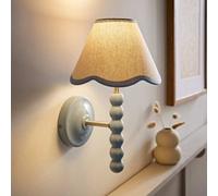 Painted Bobbin Wall Light with Scallop Shade blue