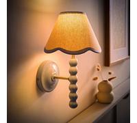 ValueLights Bobbins Powder Blue Wall Light with Linen Trim Lamp Shade & LED Bulb in Pale Blue ValueLights Pale Blue