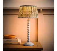 ValueLights | Bobbin Pastel Blue Table Lamp with Floral Pleated Shade and Bulb | Table Lamps & Home Improvements Essential