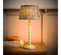 ValueLights | Bobbin Pastel Green Table Lamp with Floral Pleated Shade and Bulb | Table Lamp, Home Décor & Improvement Essential