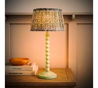Bobbin Bobble Table Lamp with Floral Pleated Taper Lamp Shade and Bulb ValueLights Pale Green One Size