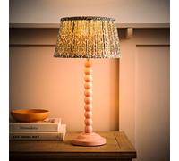 Bobbin Bobble Table Lamp with Floral Pleated Taper Lamp Shade and Bulb ValueLights Pale Pink One Size