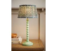 Valuelights Bobbin Bobble Table Lamp With Floral Pleated Tapered Lamp Shade In Pale Green Pale Green One Size