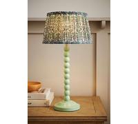 ValueLights | Bobbin Pastel Green Table Lamp with Floral Pleated Shade | Table Lamps & Home Improvements Essential