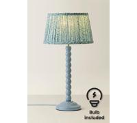 ValueLights Leaf Pleated Shade Pastel Blue Bobbin LED Table Lamp with Bulb - Size: 49 x 25 x 25cm - Wilko