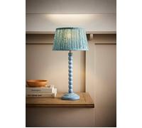 ValueLights | Bobbin Pastel Blue Table Lamp with Leaf Pleated Shade | Table Lamps & Home Improvements Essential