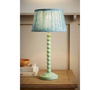 ValueLights Bobbin Bobble Table Lamp with Leaf Pleated Tapered Lamp Shade in Pale Green ValueLights Pale Green