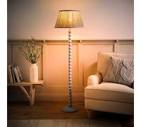 Bobbin Bobbles Floor Lamp and Floral Pleated Taper Lamp Shade and Bulb ValueLights Pale Blue One Size