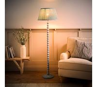 ValueLights | Bobbins Pastel Blue Floor Lamp with Leaf Pleated Shade and Bulb | Floor Lamps & Home Improvements Essential