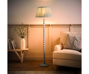 Valuelights Bobbin Bobbles Floor Lamp With Leaf Pleated Taper Lamp Shade And Bulb In Pale Blue Pale Blue
