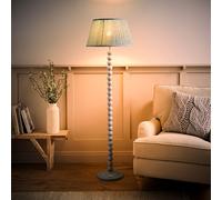 ValueLights | Bobbins Pastel Blue Floor Lamp with Leaf Pleated Shade and Bulb | Floor Lamps & Home Improvements Essential