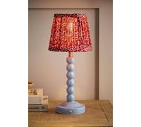 Valuelights Bobbin Burgundy Pleat Shade Bobble Rechargeable Portable Table Lamp In Baby Blue Baby Blue