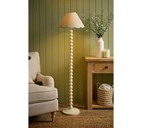 Valuelights Bobbin Colour Trim Linen Shade Cream Bobble Floor Lamp Cream