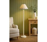 ValueLights Bobbin Colour Trim Linen Shade Cream Bobble Floor Lamp in Baby Blue ValueLights Baby Blue