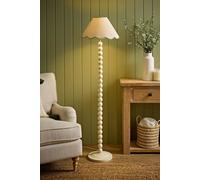 Valuelights Bobbin Colour Trim Linen Shade Cream Bobble Floor Lamp In Pale Green Pale Green