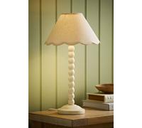 Valuelights Bobbin Colour Trim Linen Shade Cream Bobble Table Lamp Cream