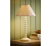 ValueLights Bobbin Colour Trim Linen Shade Cream Bobble Table Lamp in Baby Pink ValueLights Baby Pink