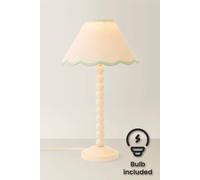 Bobbin Cream Table Lamp with Trim Scallop Shade - Sage Green / Yes
