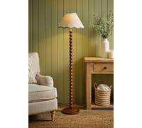 ValueLights Bobbin Colour Trim Linen Shade Walnut Bobble Floor Lamp in Baby Blue ValueLights Baby Blue