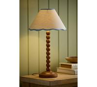 Valuelights Bobbin Colour Trim Linen Shade Walnut Bobble Table Lamp In Baby Blue Baby Blue
