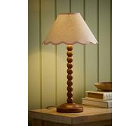 Valuelights Bobbin Colour Trim Linen Shade Walnut Bobble Table Lamp In Baby Pink Baby Pink