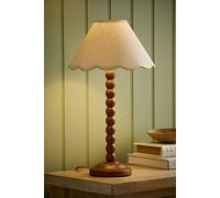 ValueLights Bobbin Colour Trim Linen Shade Walnut Bobble Table Lamp in Cream ValueLights Cream